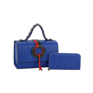 KEY LOCK DESIGN TOTE BAG WITH BAG AND CLUTCH SET – Royal Blue – SKU 827 -  MuyFancy